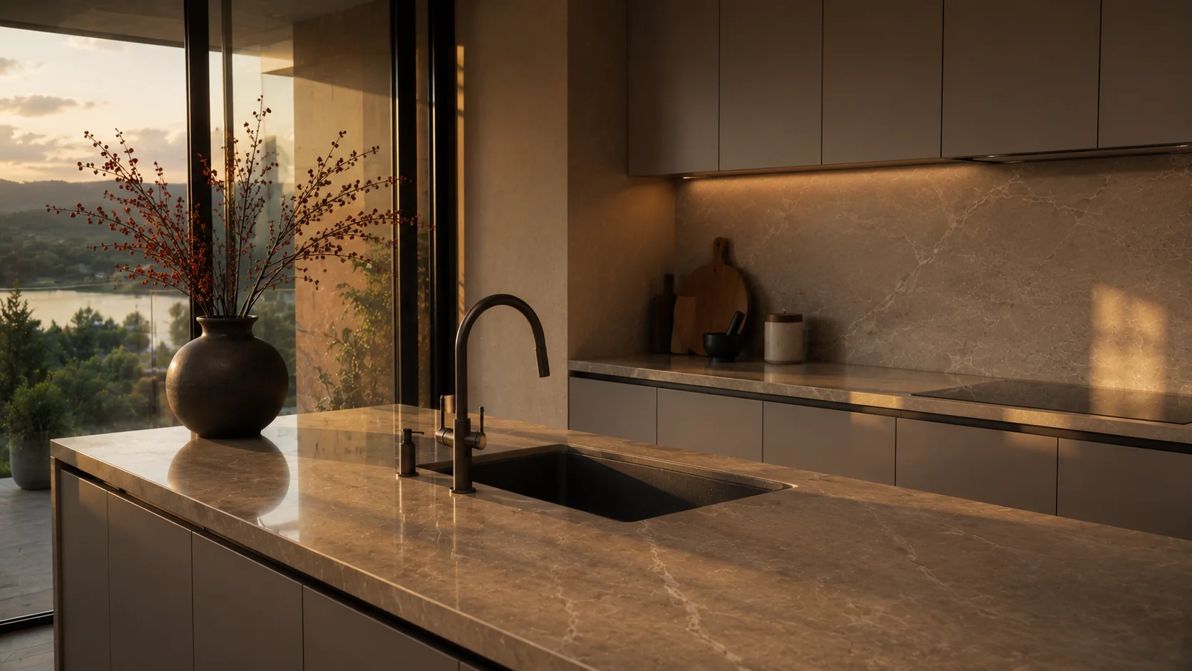 premium küche mit anthrazit granit-küchenspüle als unterbau in einem Rhein-Neckar zuhause