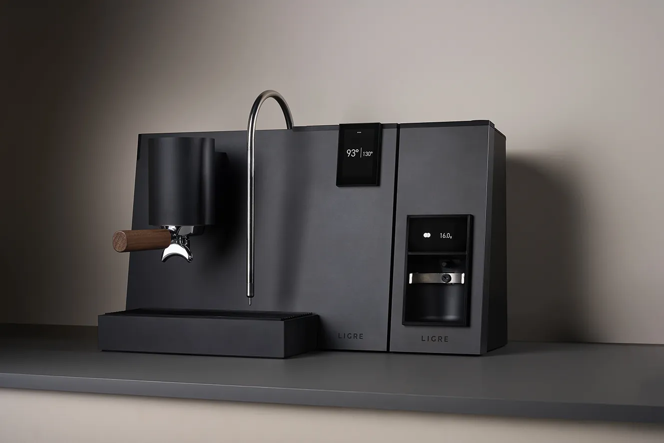 LIGRE espressomaschine in schwarz mit milchaufschäumer